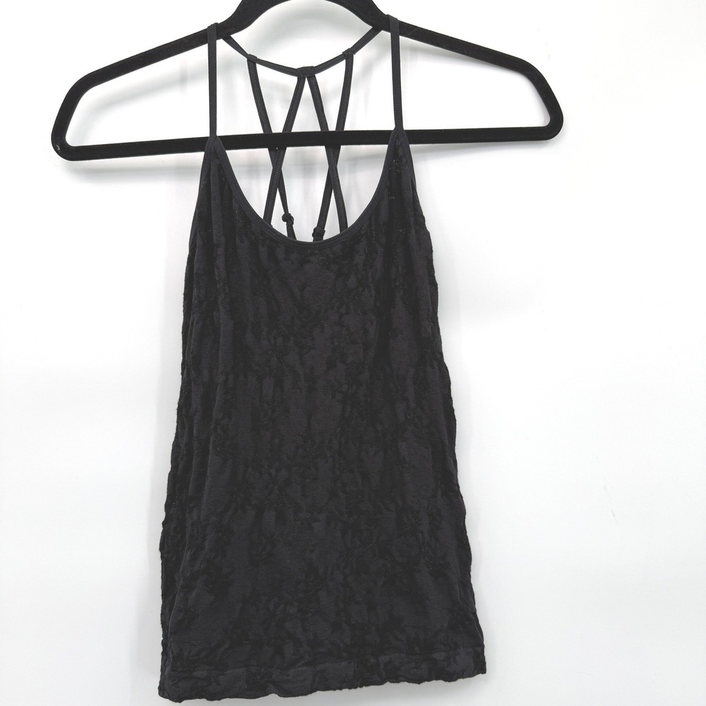 Anthropologie Size M Lace Stretch‎ Tank Top Strappy Whimsygoth Goth Black Fairy